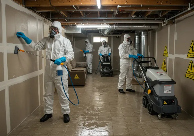 Basement Moisture Removal and Structural Drying process in New Paris, OH